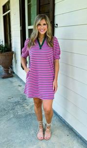 Pink and Green Stripe Dress