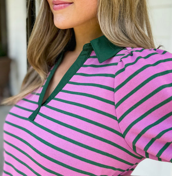 Pink and Green Stripe Dress