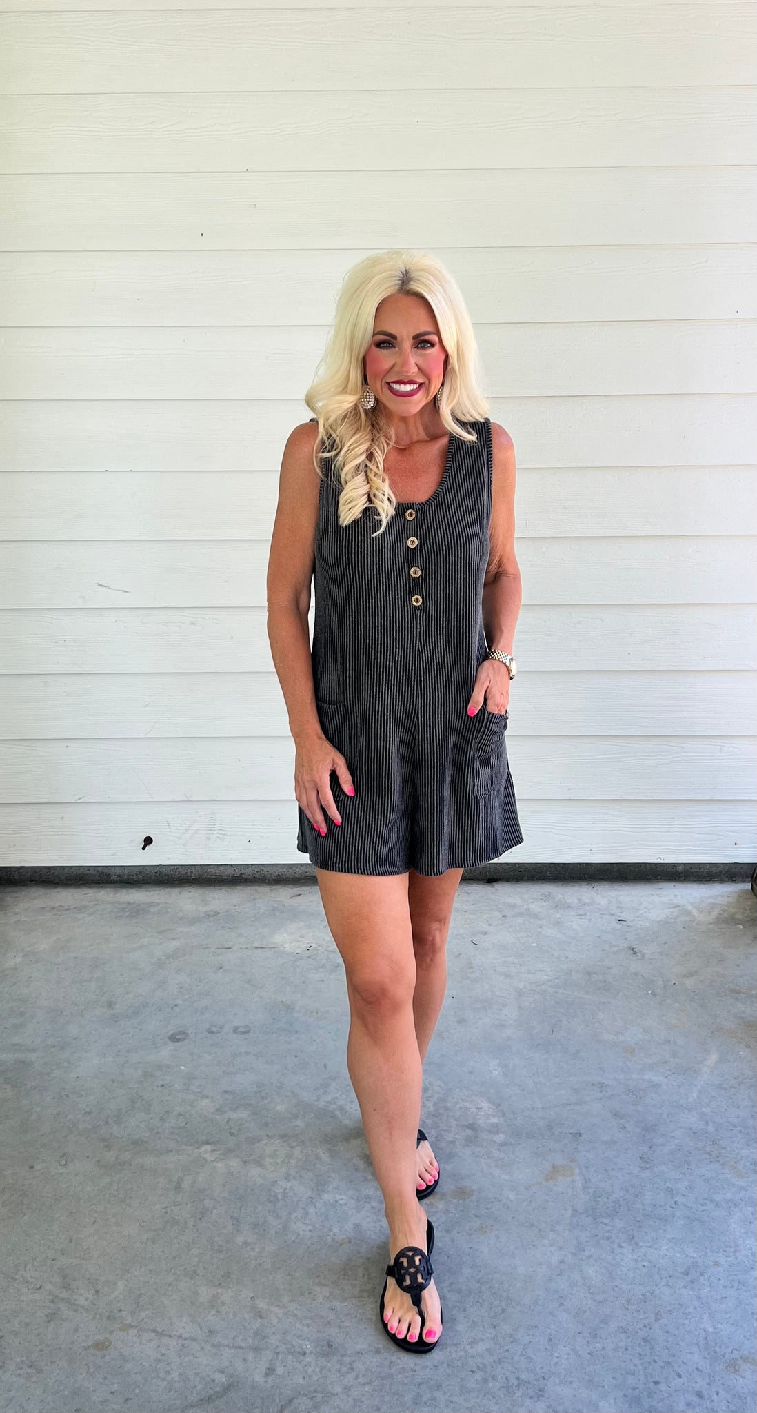 Charcoal Ribbed Romper