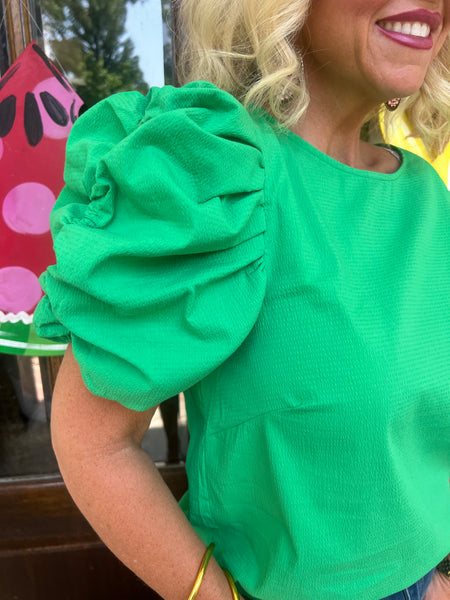 Emerald Puff Sleeve Top