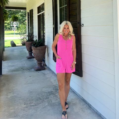 Pink Ribbed Romper