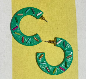 Green Confetti Earring