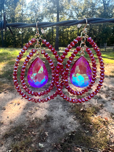 Red Iridescent Earring