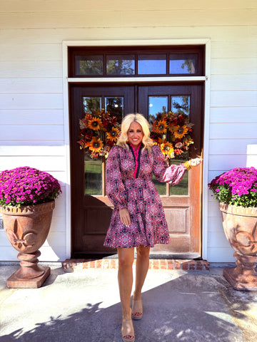 Pink Boho Print Dress