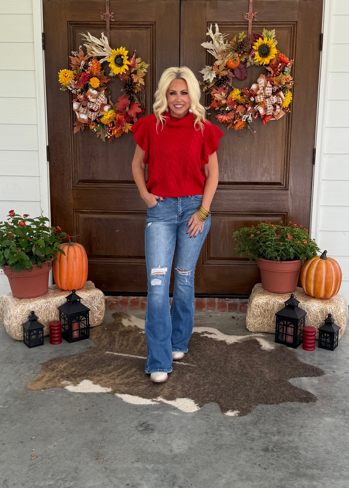 Red Cable Knit Sweater