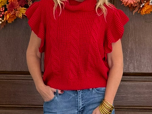 Red Cable Knit Sweater