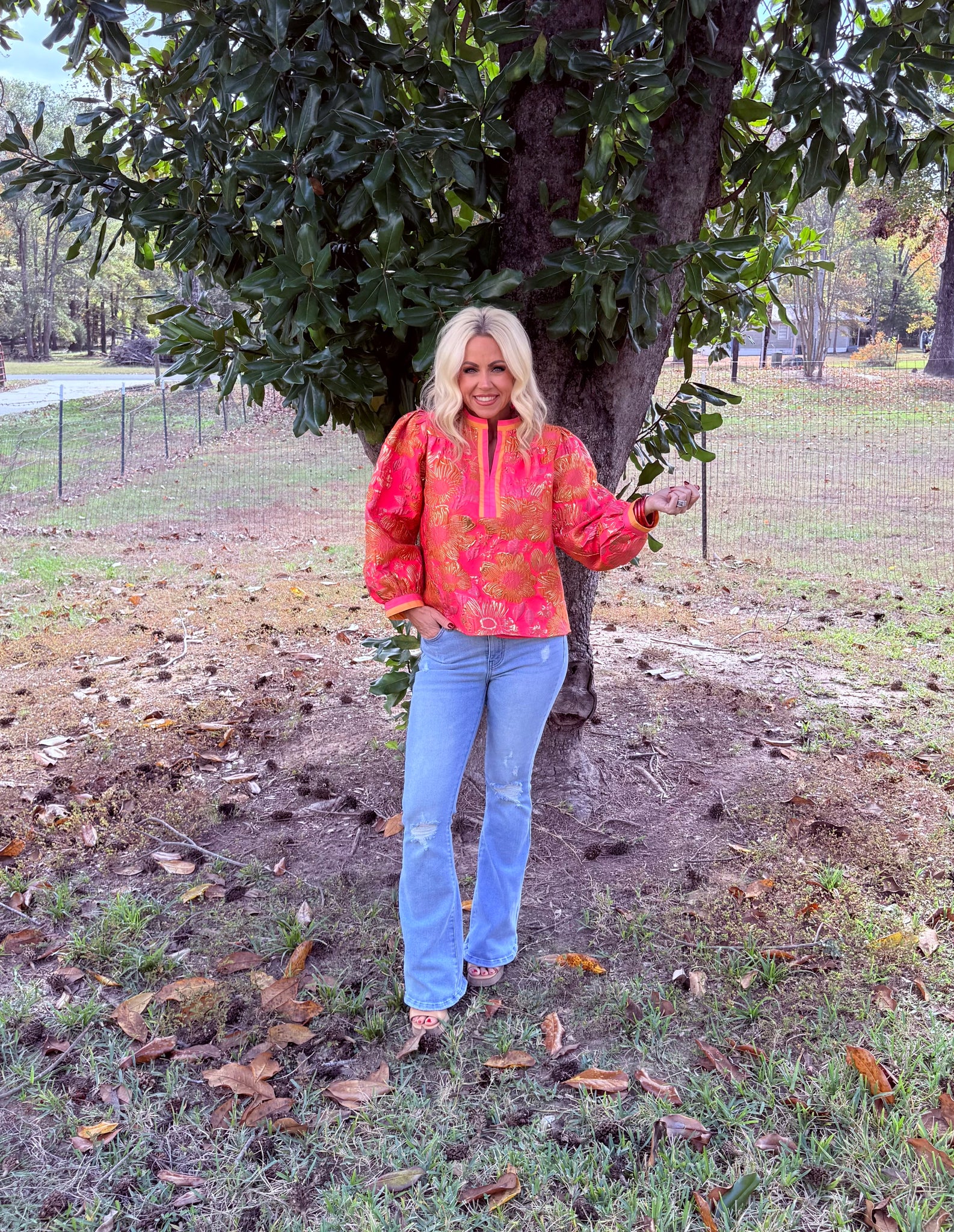 Neon Floral Jacquard Top