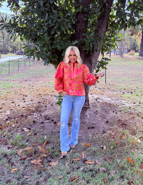 Neon Floral Jacquard Top