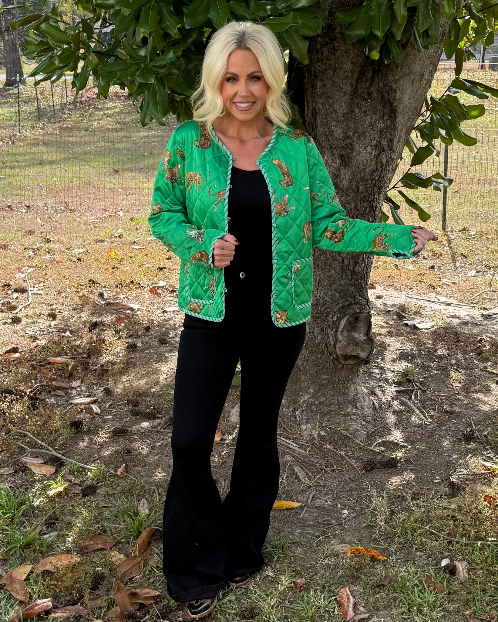 Kelly Green Leopard Jacket