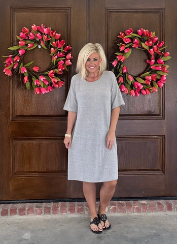 Heather Grey Ribbed Dress
