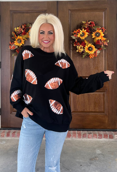 Sequin Football Sweatshirt