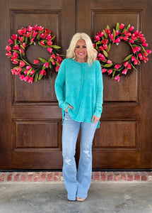Turquoise  Waffle Knit Top
