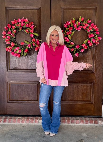 Pink Colorblock Top