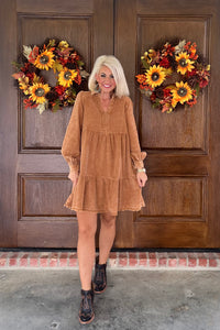 Camel Corduroy Dress