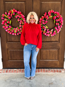 Red High Neck Top