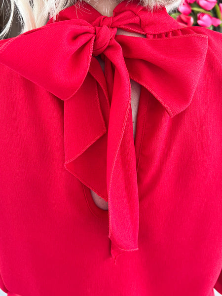 Red High Neck Top