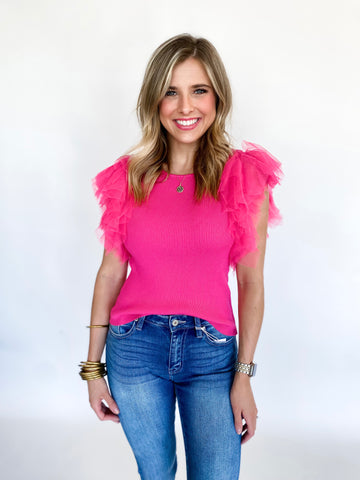 Tulle Top - Fuchsia