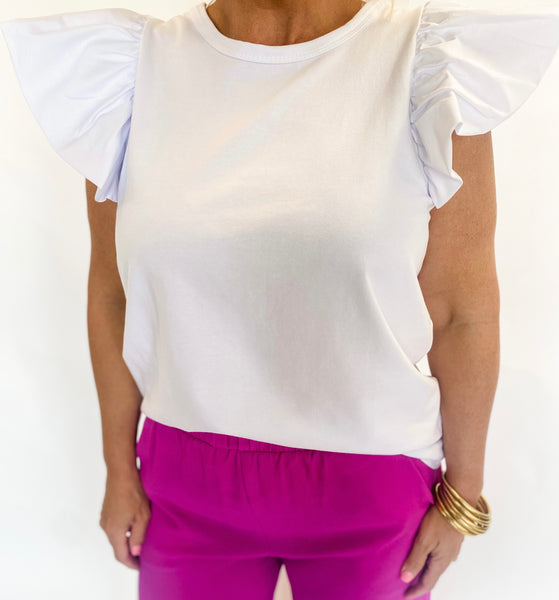 White Ruffle Top