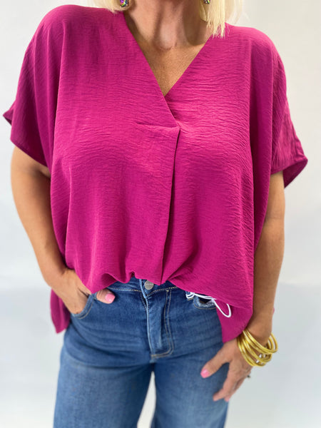 V-Neck Top - Magenta