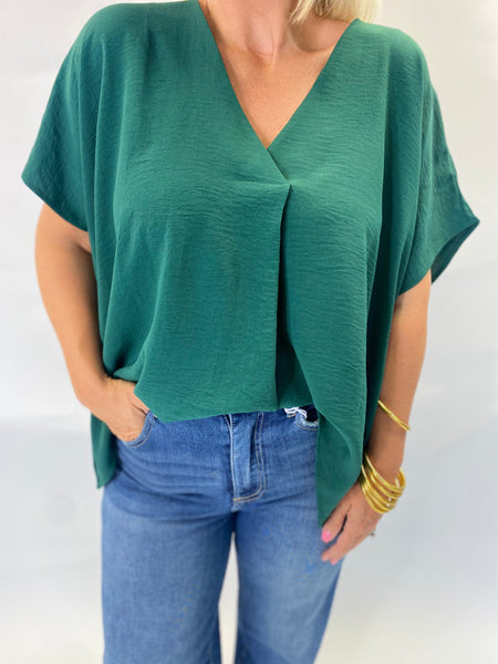 V-Neck Top - Hunter Green